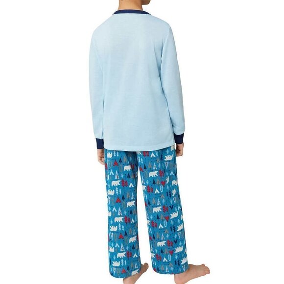 Eddie Bauer Blue 3-piece Pajamas Set with fleece robe for boys size M - Picture 4 of 6